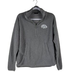 Colosseum Womens Iowa Hawkeyes Gray Sherpa Fleece Quarter Zip Sweatshirt Size S‎